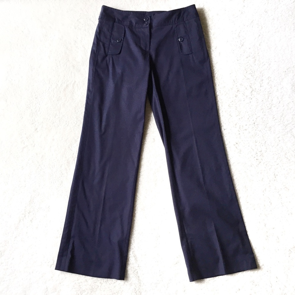 Trina Turk Navy Blue Cotton Twill Trousers